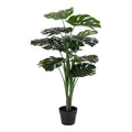 Monstera artificielle Deliciosa verte 90 cm pot noir fond blanc