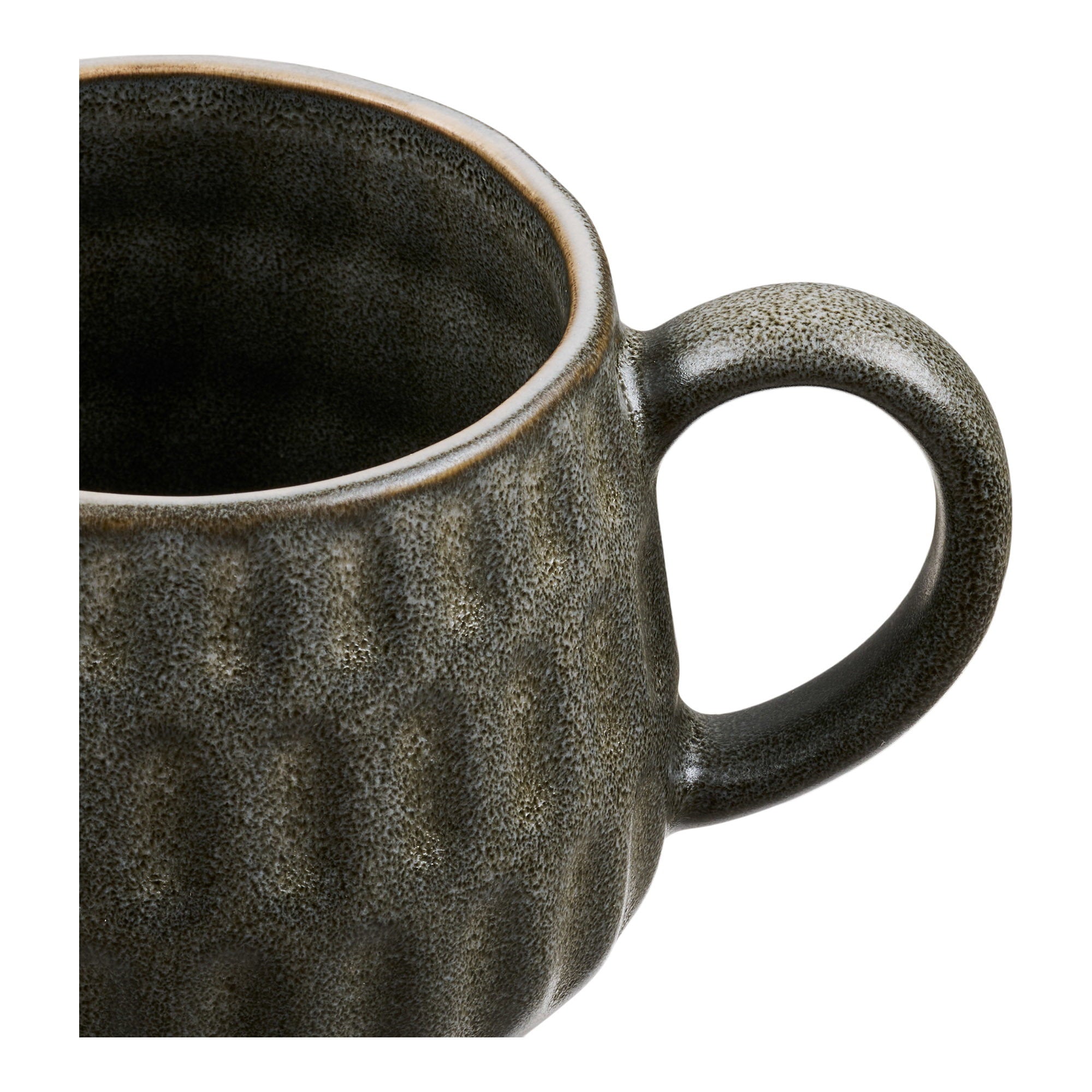 Mug Amalia céramique côtelée vert gris lot de 2 vue de face