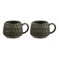 Mug Amalia céramique côtelée vert gris lot de 2