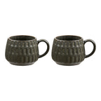 Mug Amalia céramique côtelée vert gris lot de 2