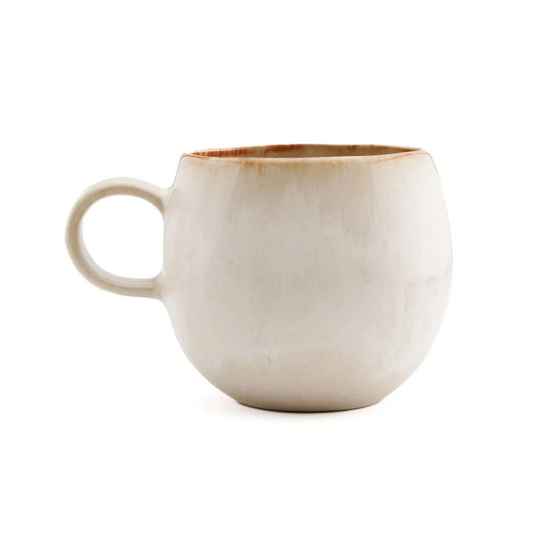 Dimensions Mug boule en grès émaillé crème 9 cm