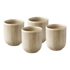 Set de 4 mugs Viola grès côtelé réactif beige sable sans anse vue d'ensemble