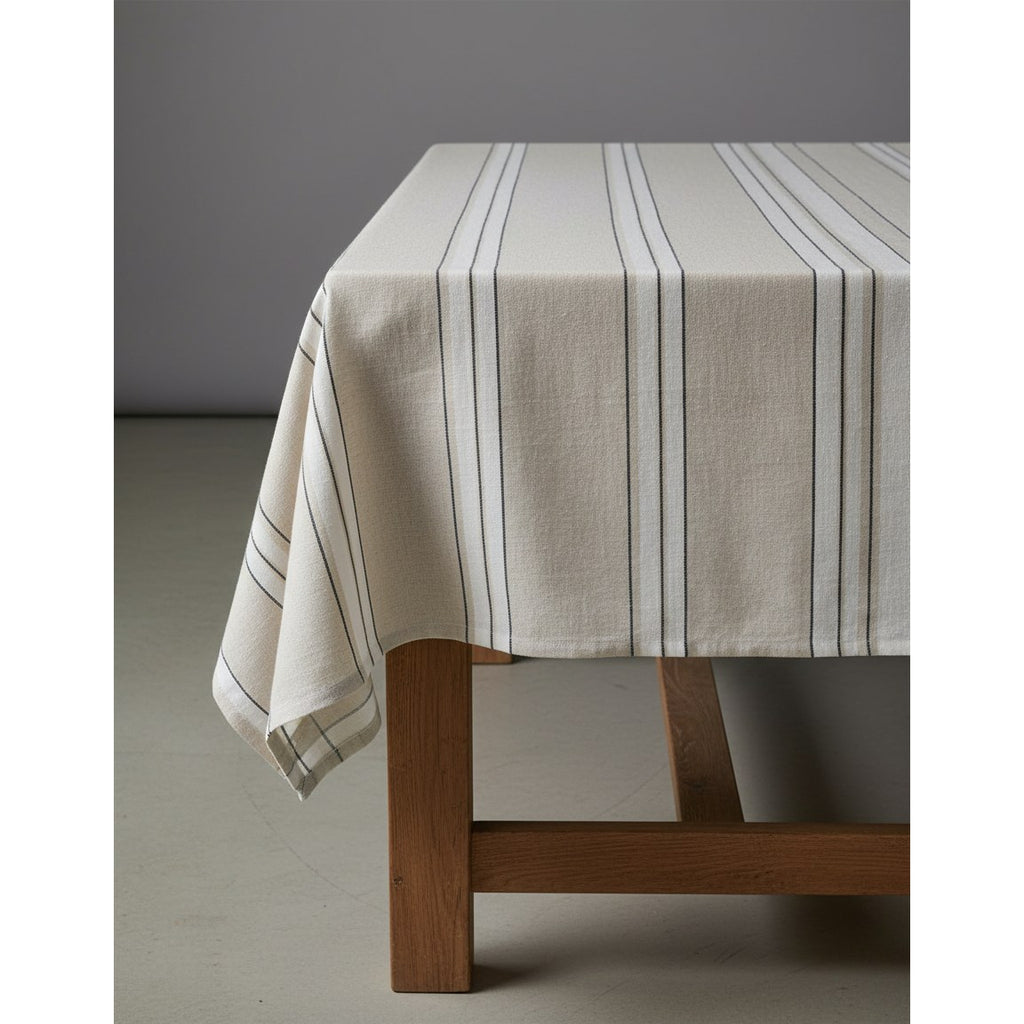 Nappe Provence en lin à rayures noires 150x250 cm, vue 4