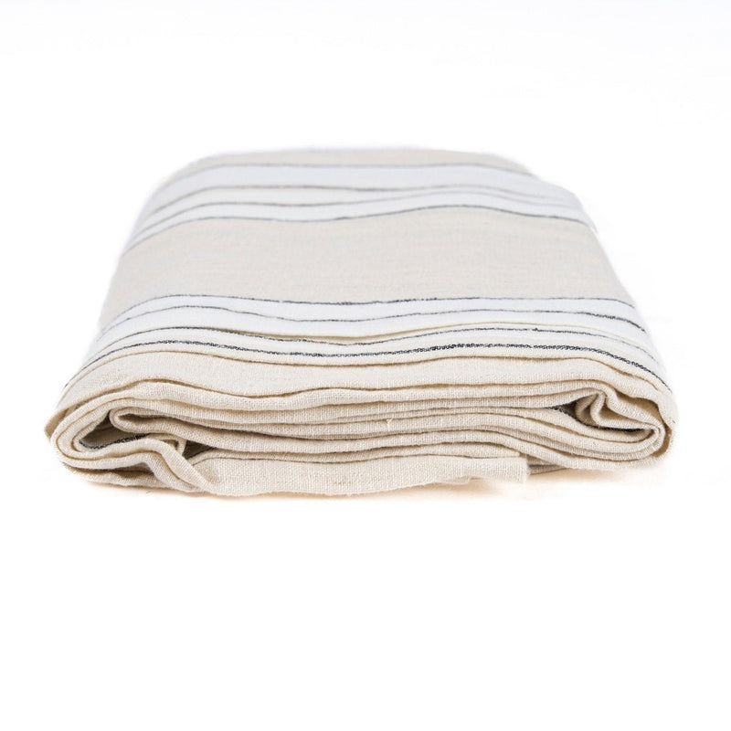 Dimensions Nappe Provence en lin à rayures noires 150x300 cm