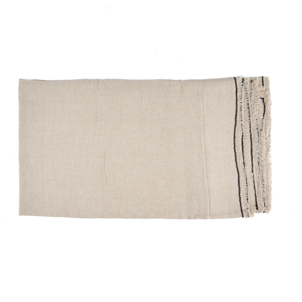 Nappe Tuscany en lin naturel à surpiqûre noire 150x250 cm, vue 5