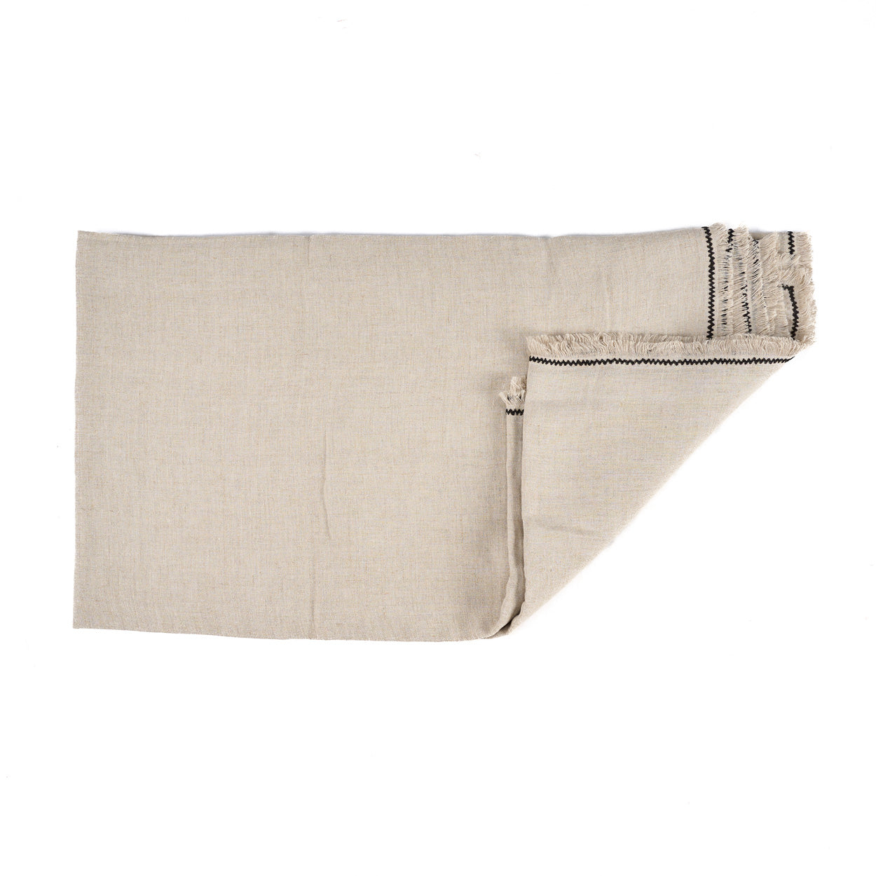 Nappe Tuscany en lin naturel à surpiqûre noire 150x300 cm, vue 7