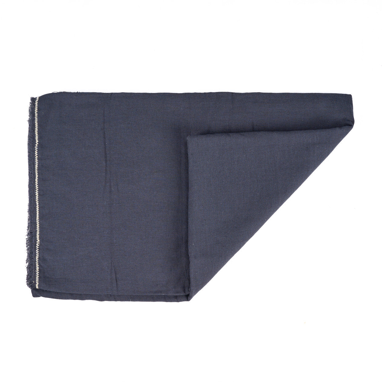 Nappe Tuscany en lin noir à surpiqûre écrue 150x250 cm, vue 7