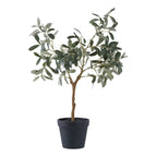 Olivier artificiel vert de 61 cm dans son pot de culture noir tronc noueux et feuillage bicolore