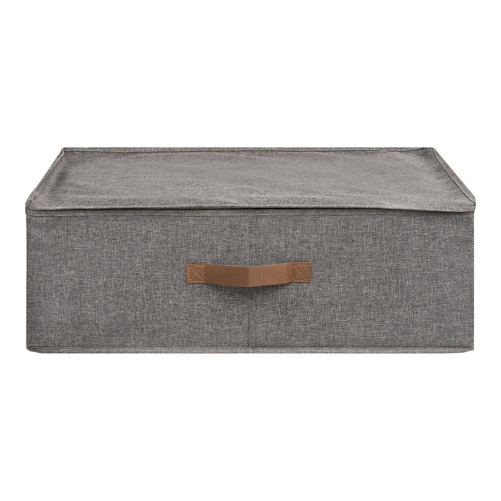 Organiseur Noto textile gris foncé 56x47x18 cm couvercle fermé anse cuir vue de face