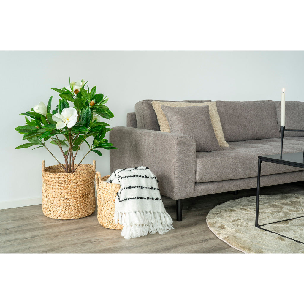 Duo paniers Passo jacinthe eau naturelle en situation salon cache-pot plaid décoration bohème