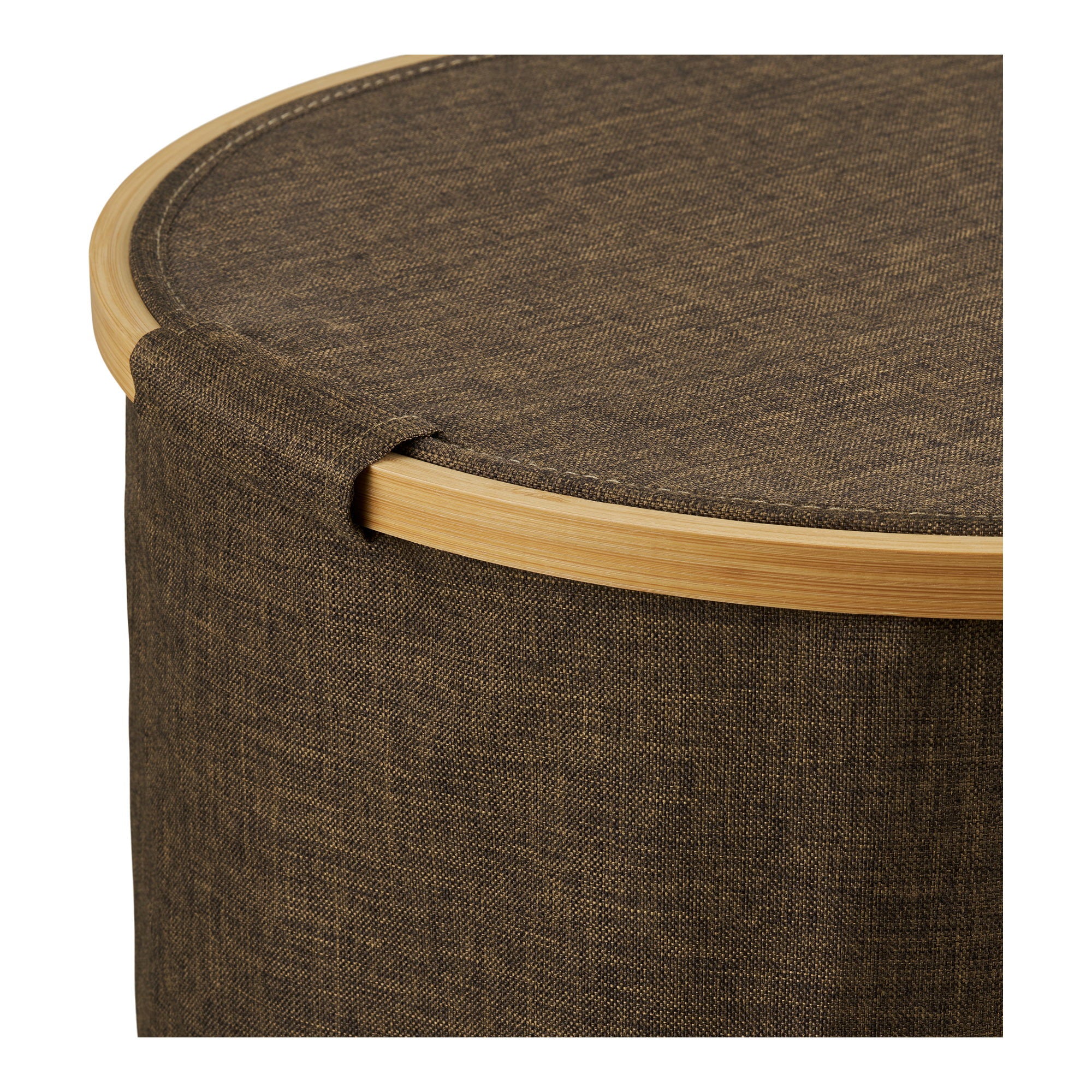 Panier à linge Noto textile brun couvercle bambou 45 cm vue de détail
