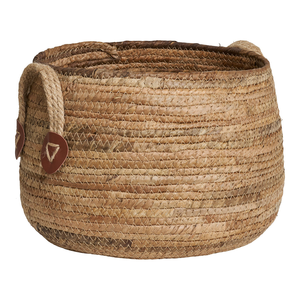 Grand panier Aosta feuille bananier naturel miel brun caramel anses jute Ø39 cm
