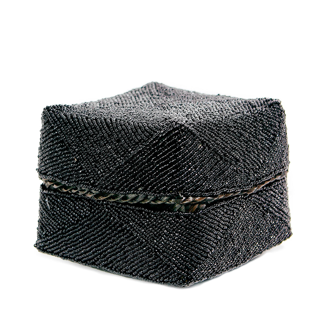 Panier Beaded en bambou et perles noires