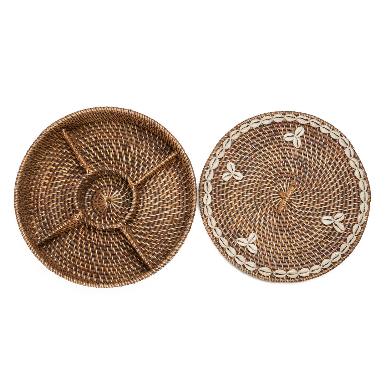 Panier à compartiments en rotin et coquillage, vue 8