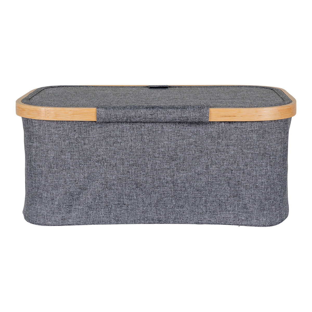Panier Noto vu de face avec la languette en tissu du couvercle