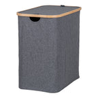 Panier à linge Noto 54x33x54 cm gris foncé bambou FSC couvercle fermé vue trois quarts