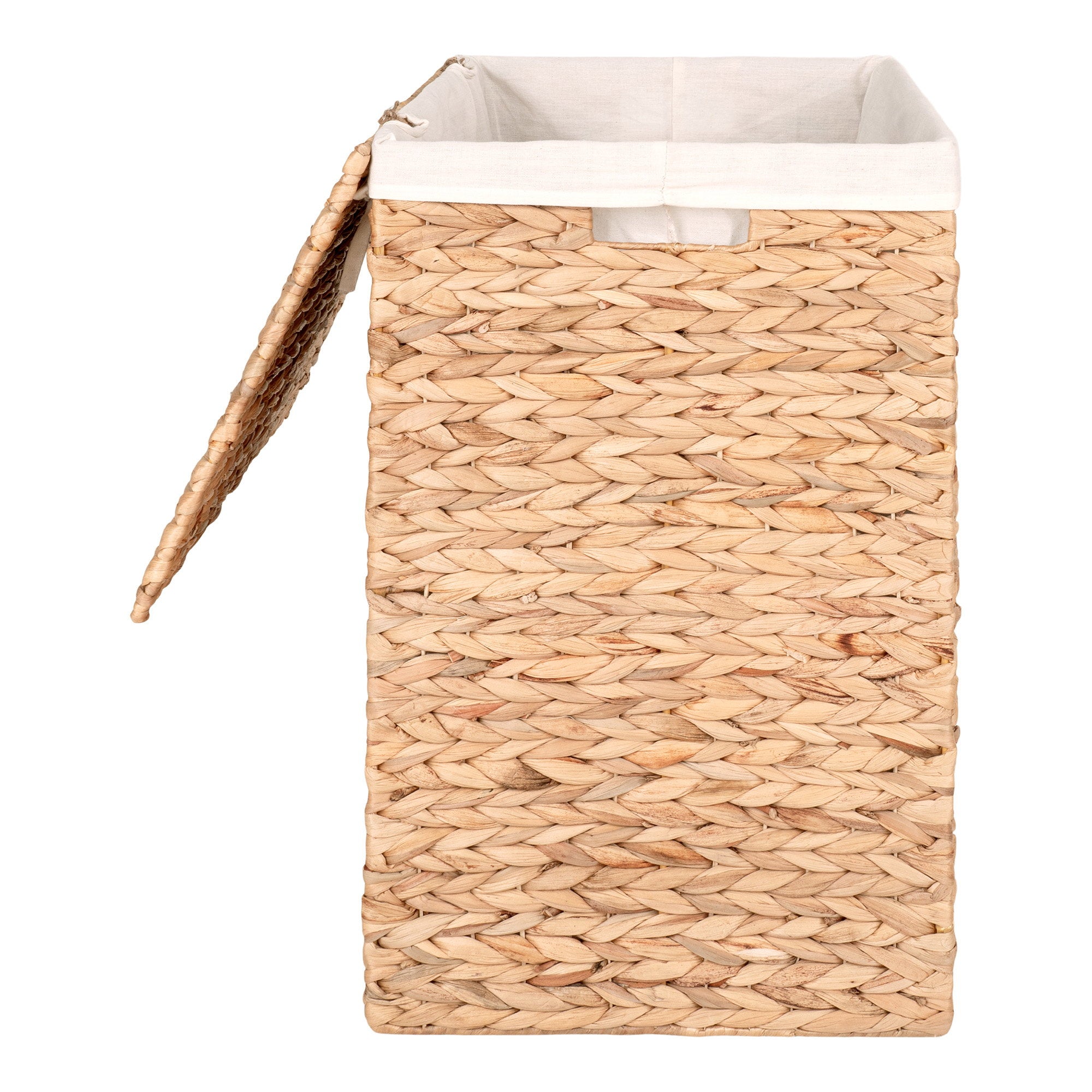 Panier à linge Passo jacinthe eau ouvert doublure coton amovible liens noués