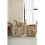 Panier macramé à points droits en coton et feuille de bananier, vue 4