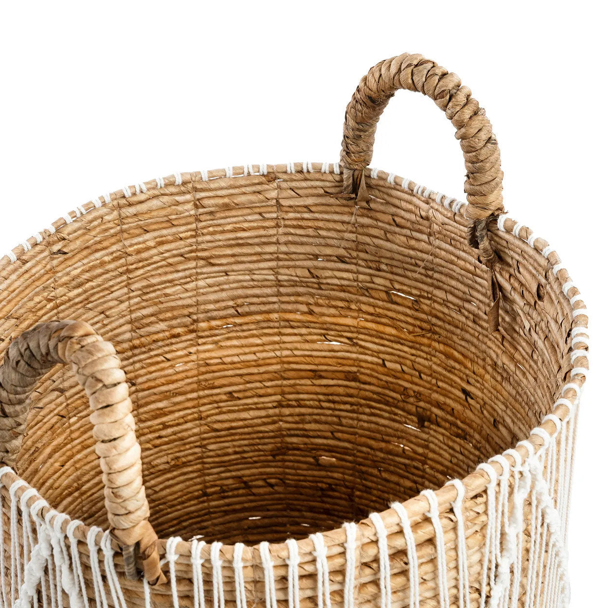Panier macramé à points droits en coton et feuille de bananier, vue 5