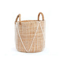 Panier macramé à points droits en coton et feuille de bananier