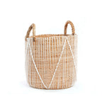 Panier macramé à points droits en coton et feuille de bananier
