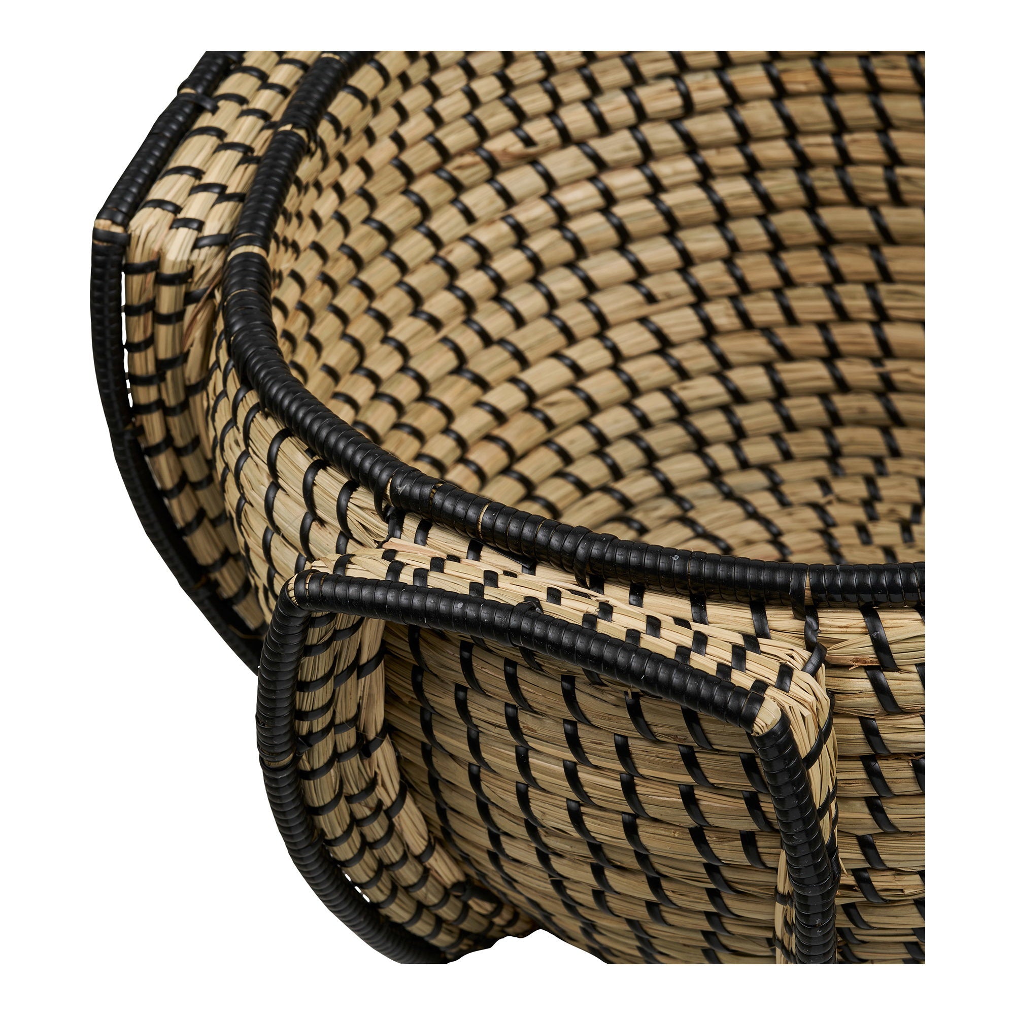 Panier Medan jonc de mer armature noire 33 cm vue de détail