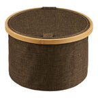 Panier Noto textile brun couvercle bambou 30 cm vue de face