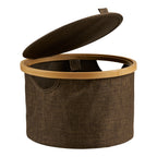 Panier Noto textile brun couvercle bambou 30 cm vue de détail