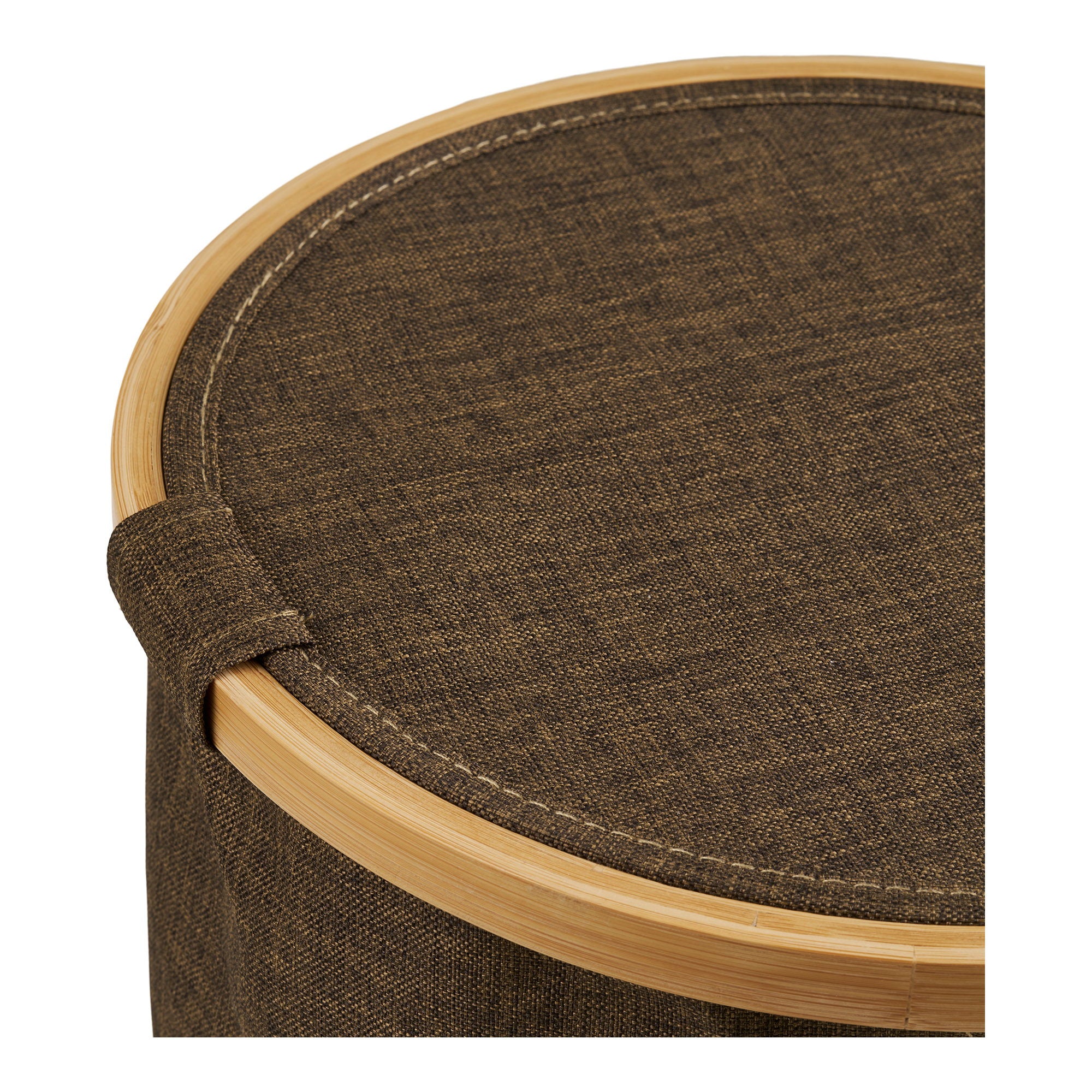 Panier Noto textile brun couvercle bambou 30 cm vue de détail