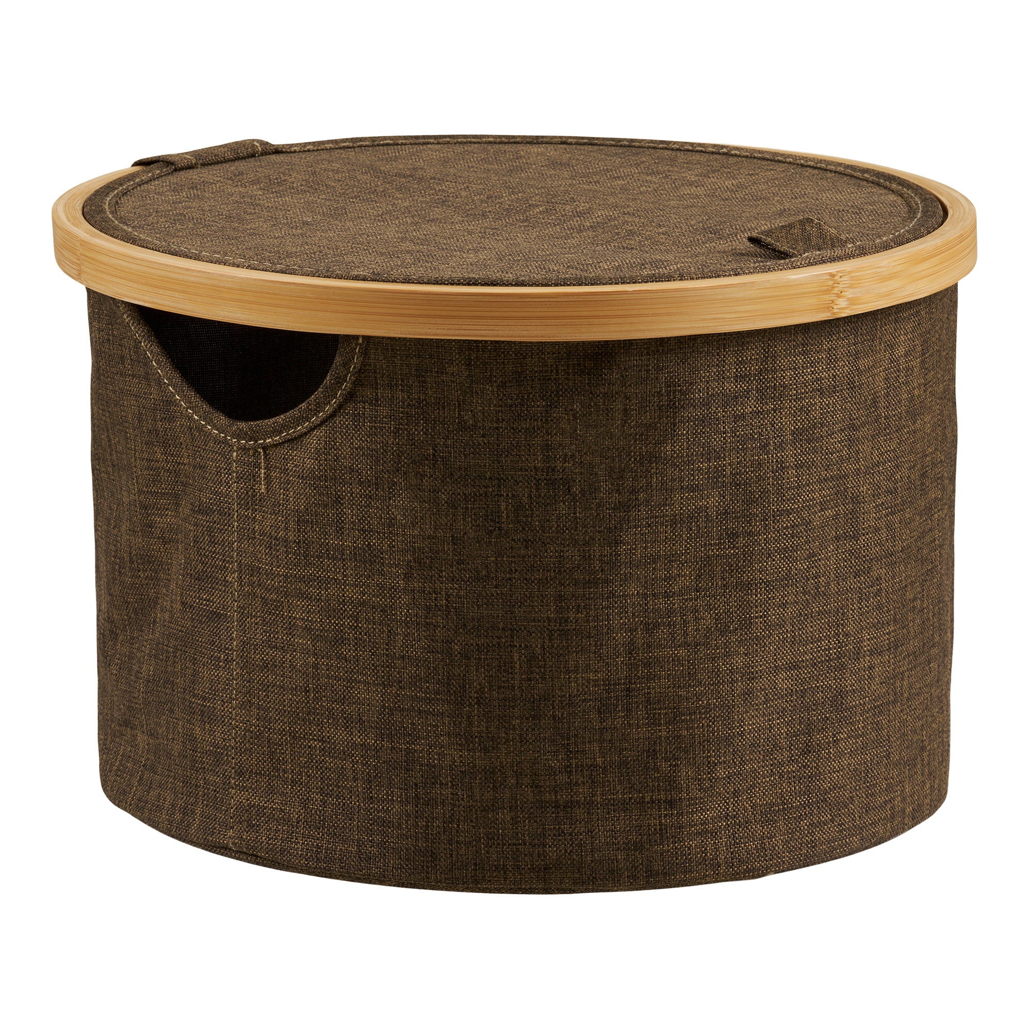 Panier Noto textile brun couvercle bambou 30 cm
