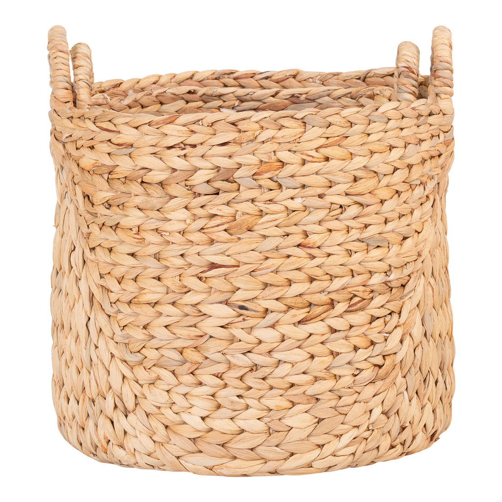 Grand panier rond Passo jacinthe eau tressée naturelle Ø35 cm vue du dessus anses