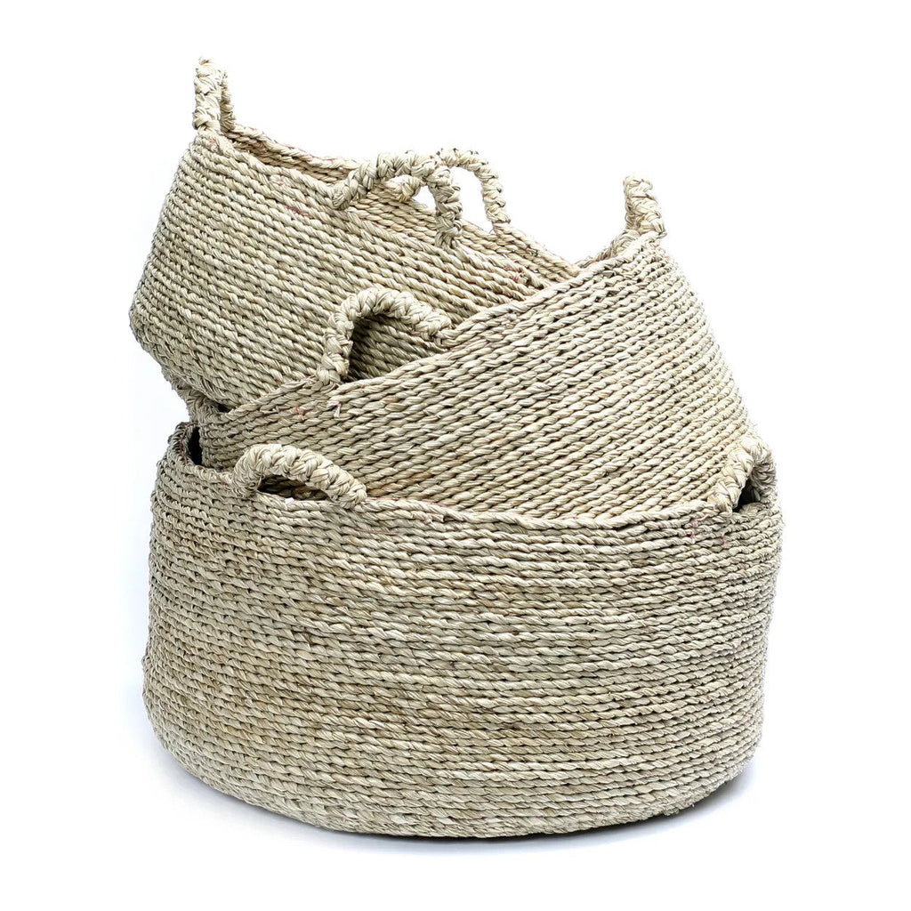 Panier plat Quatre Mains en jonc de mer naturel, vue 4