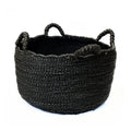 Panier plat Quatre Mains en jonc de mer noir grand modèle