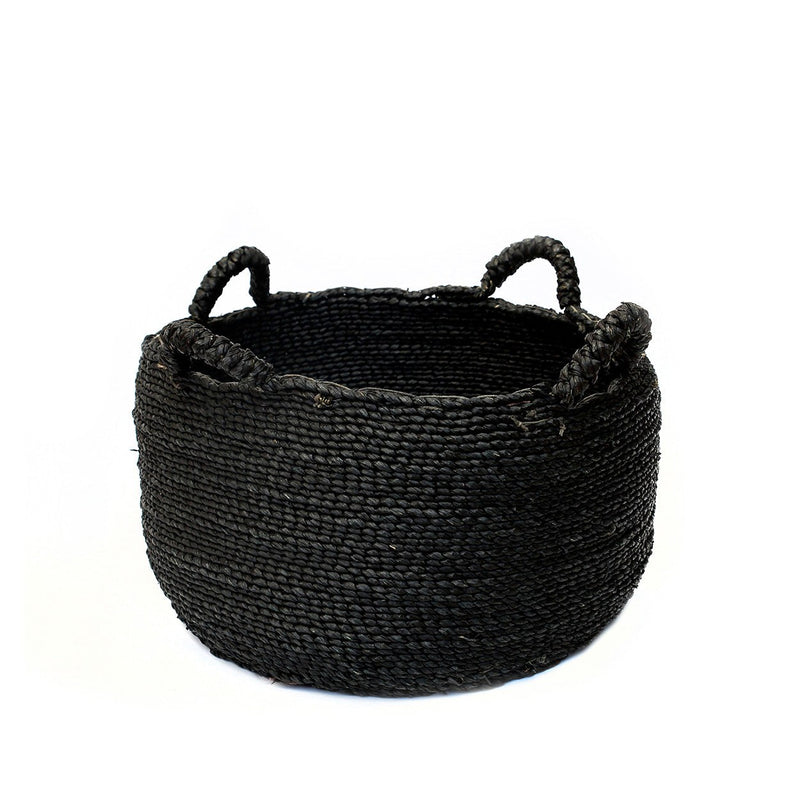 Dimensions Panier plat Quatre Mains en jonc de mer noir moyen modèle