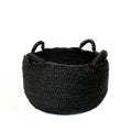 Panier plat Quatre Mains en jonc de mer noir moyen modèle