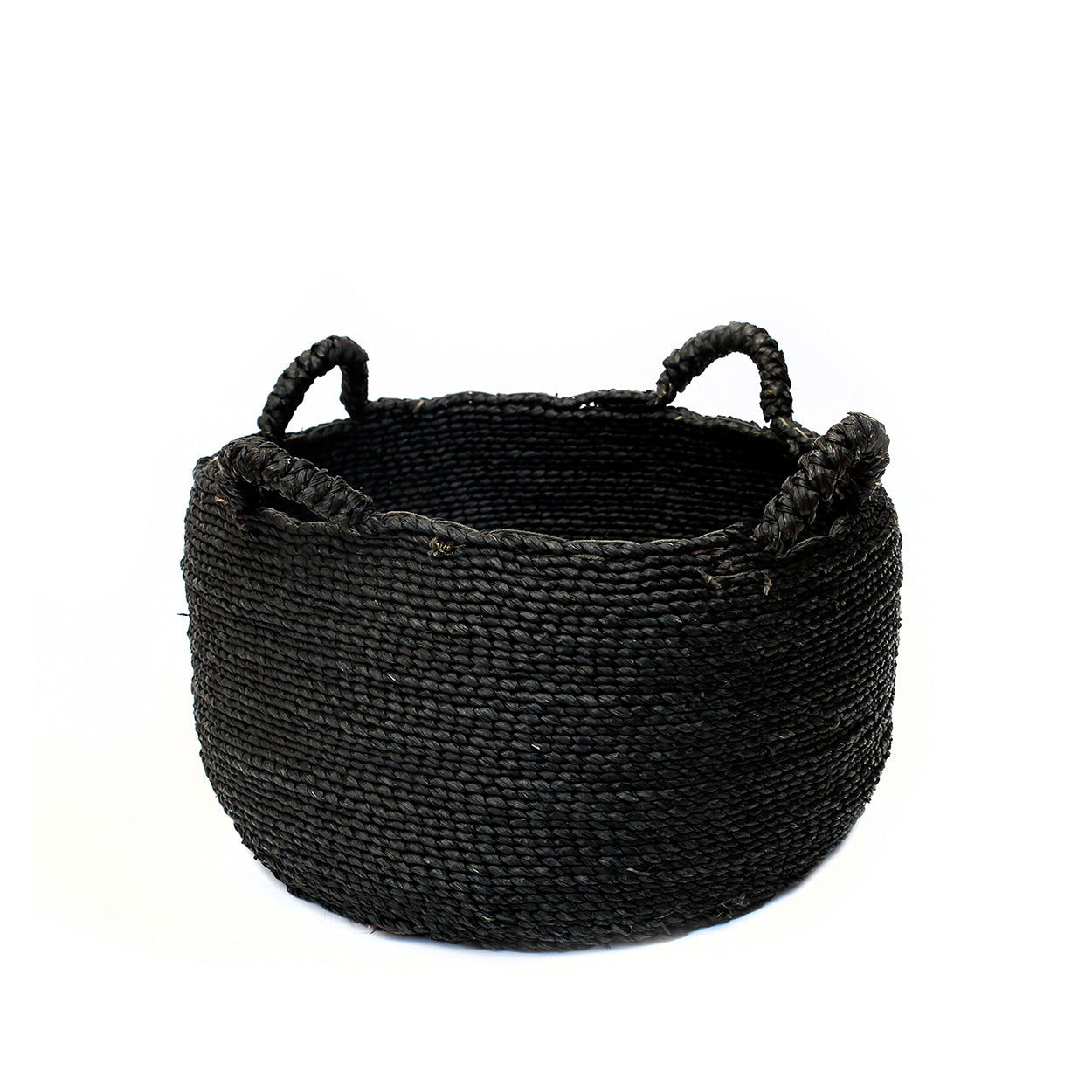 Panier plat Quatre Mains en jonc de mer noir moyen modèle