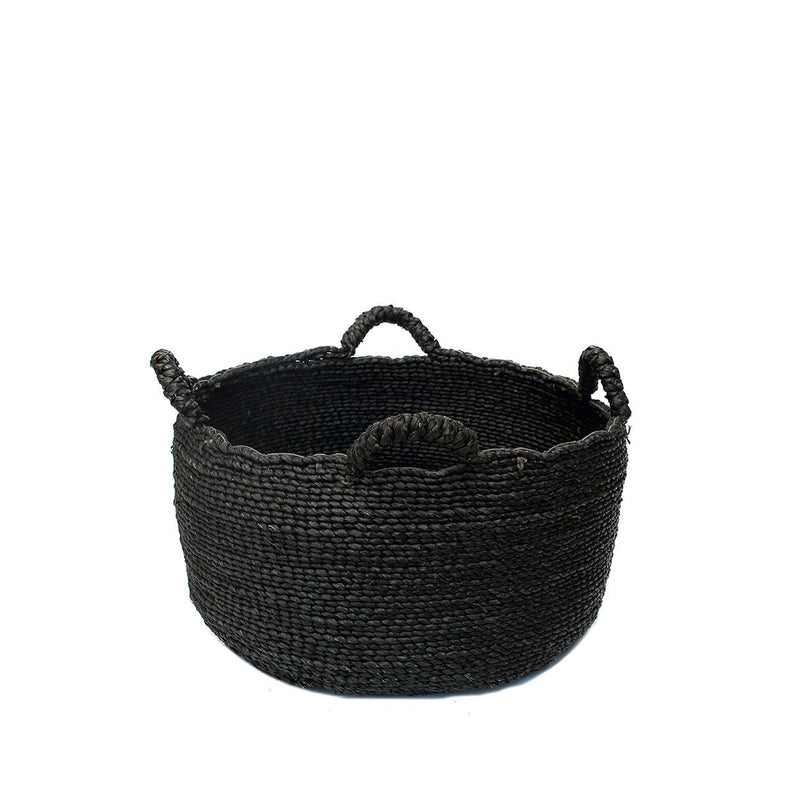 Dimensions Panier plat Quatre Mains en jonc de mer noir petit modèle