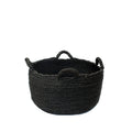Panier plat Quatre Mains en jonc de mer noir petit modèle