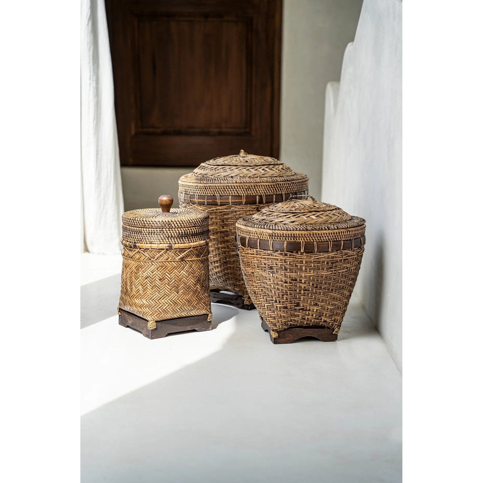Panier de rangement Colonial en rotin moyen modèle, vue 4
