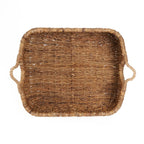 Panier rectangulaire Rayah en feuille de bananier vu de dessus avec ses angles arrondis et ses deux anses