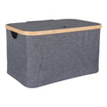Panier Noto textile gris foncé cadre bambou avec couvercle vue trois quarts 45x30x25 cm