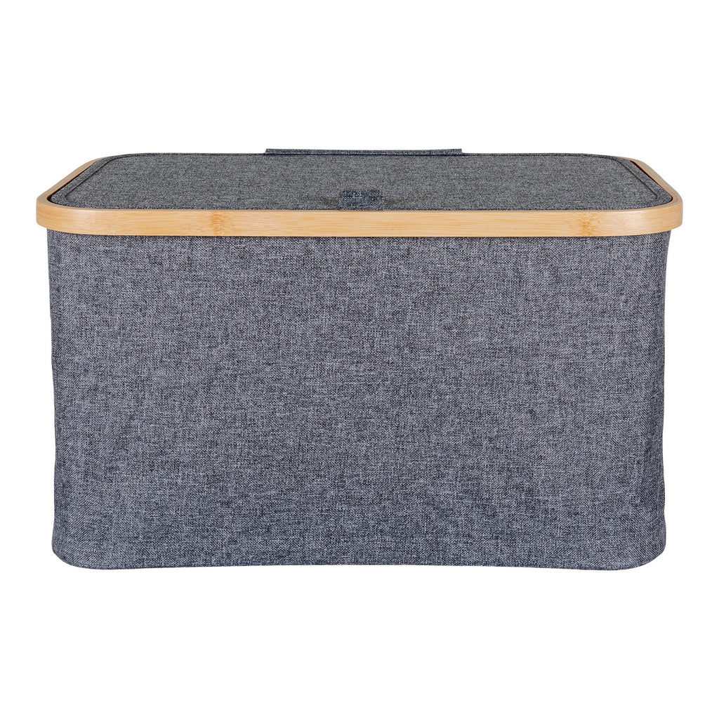 Panier Noto gris foncé polyester bambou vue frontale couvercle à tirette