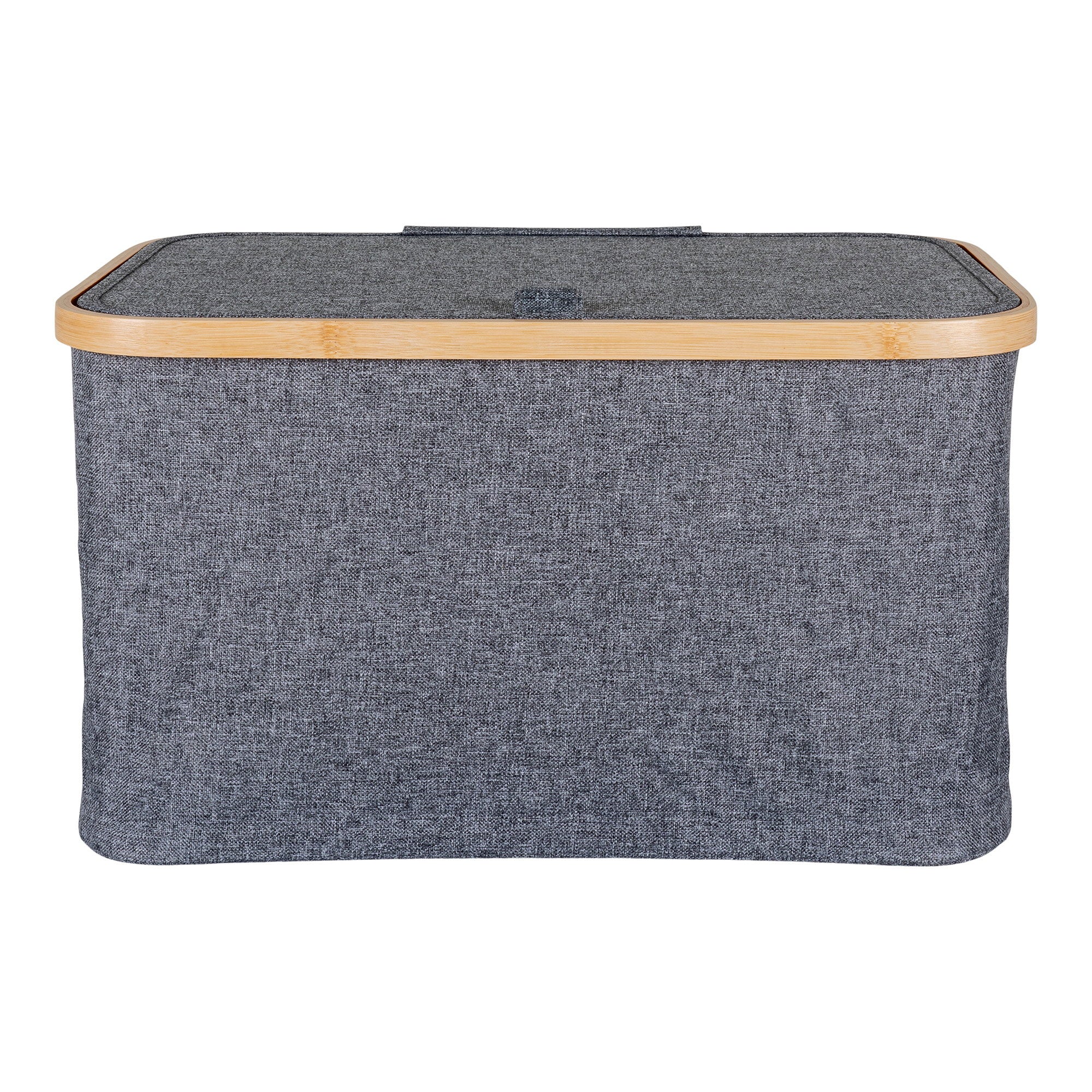 Panier Noto gris foncé polyester bambou vue frontale couvercle à tirette