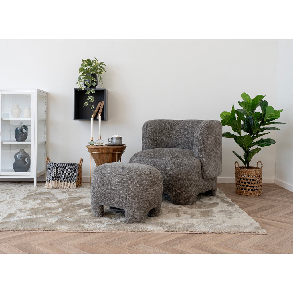 Panier Balok seagrass ajouré cache-pot ficus salon fauteuil gris anthracite parquet chevrons