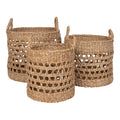 Set 3 paniers Balok herbe de mer ajourée naturelle anses doubles vue trois quarts