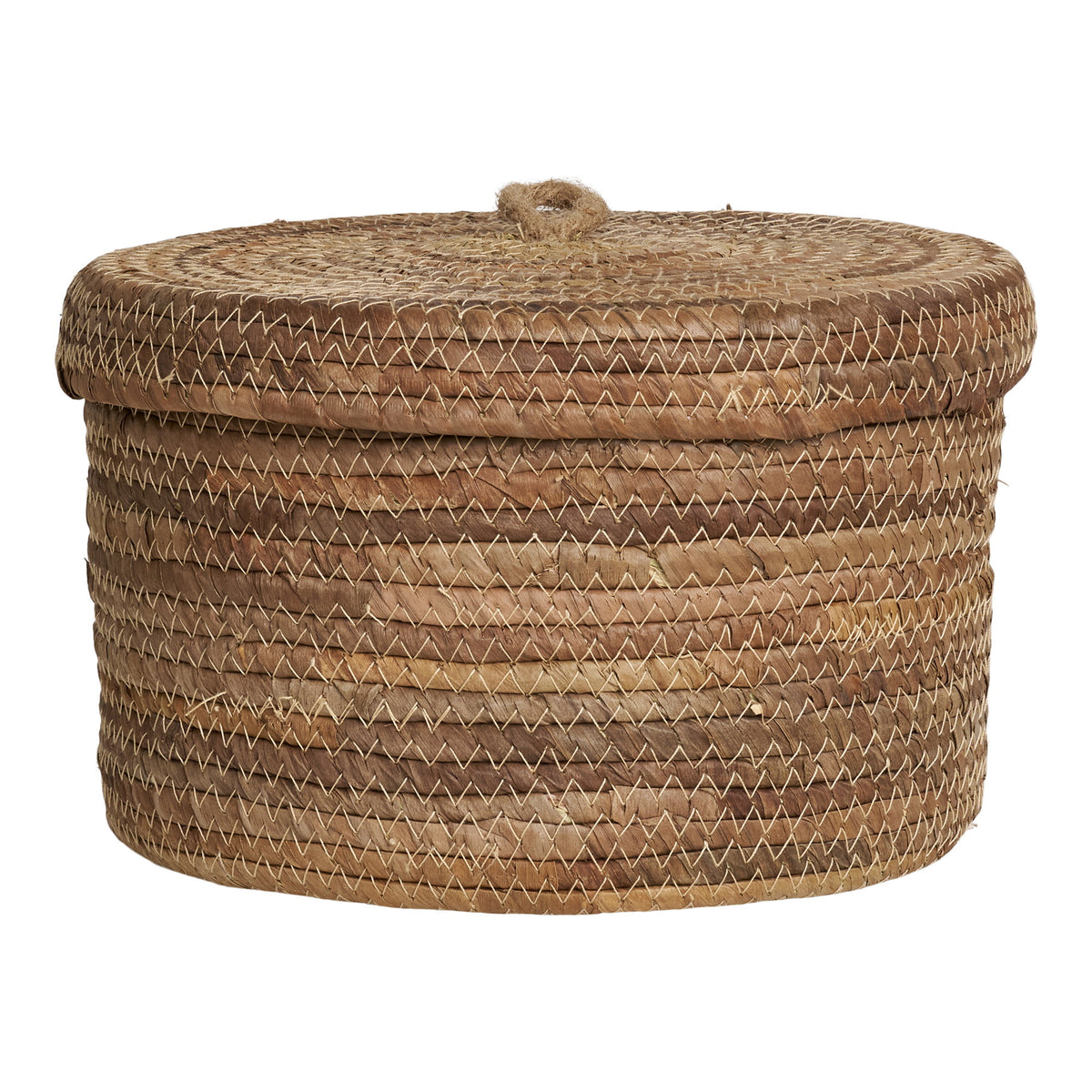 Panier Desio fermé vu de face spirale cousue en feuille de bananier