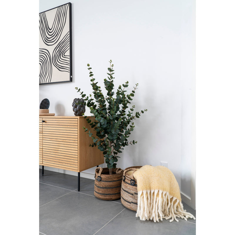 Dimensions Erba Baskets – Banana Leaf & Black Stripes – Set of 2 with Jute Handles
