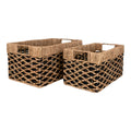 Lot 2 paniers jonc de mer Salar bicolore noir naturel motif losange vue trois quarts