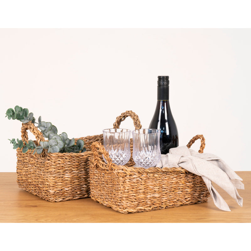 Dimensions Morella Baskets – Natural Braided Seaweed – Set of 2 Rectangular