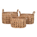 Paniers ronds Balerma jacinthe d'eau tressée naturelle set de 3 vue trois quarts dessus